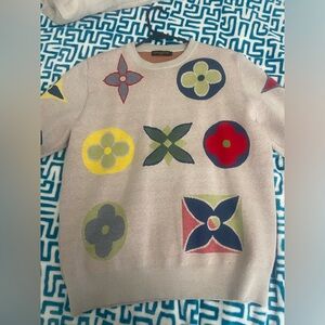 Louis Vuitton sweater brown and cream  size larger